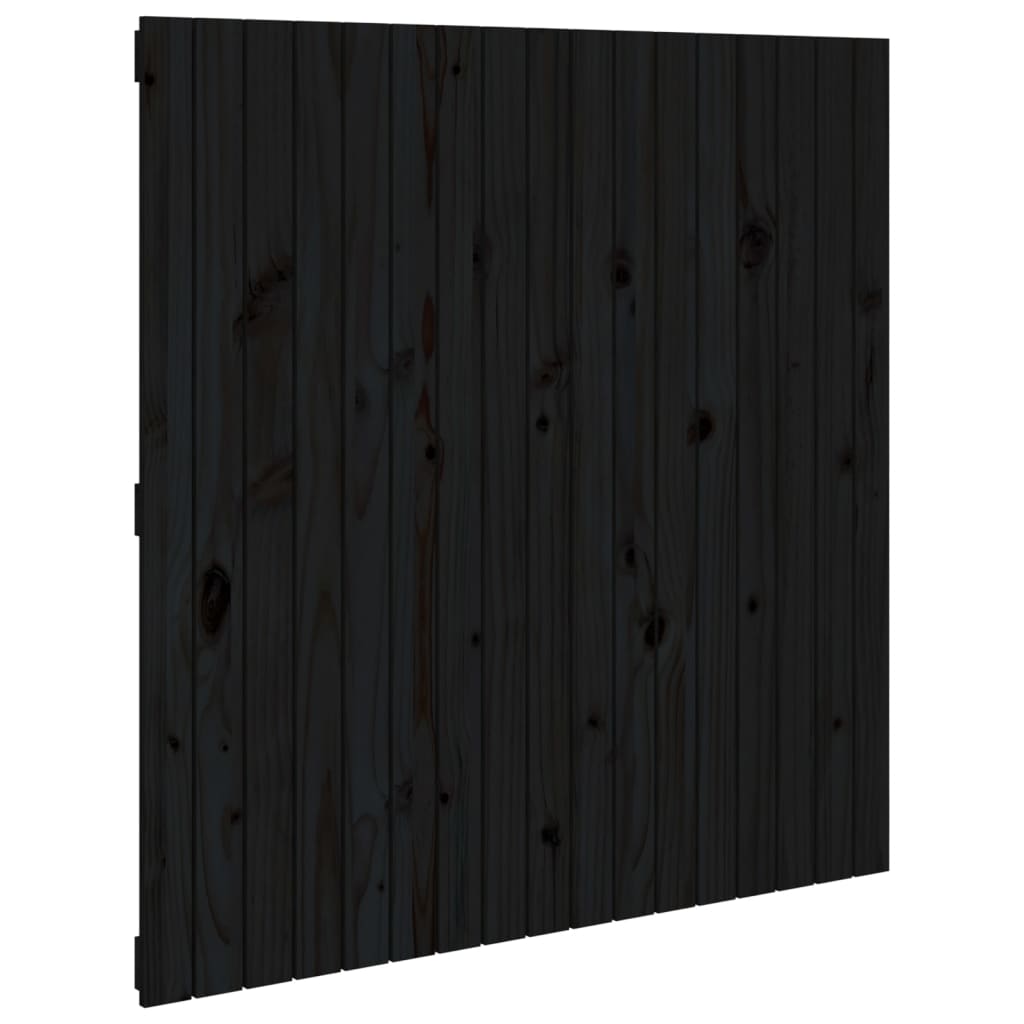 Veggmontert sengegavl svart 108x3x110 cm heltre furu