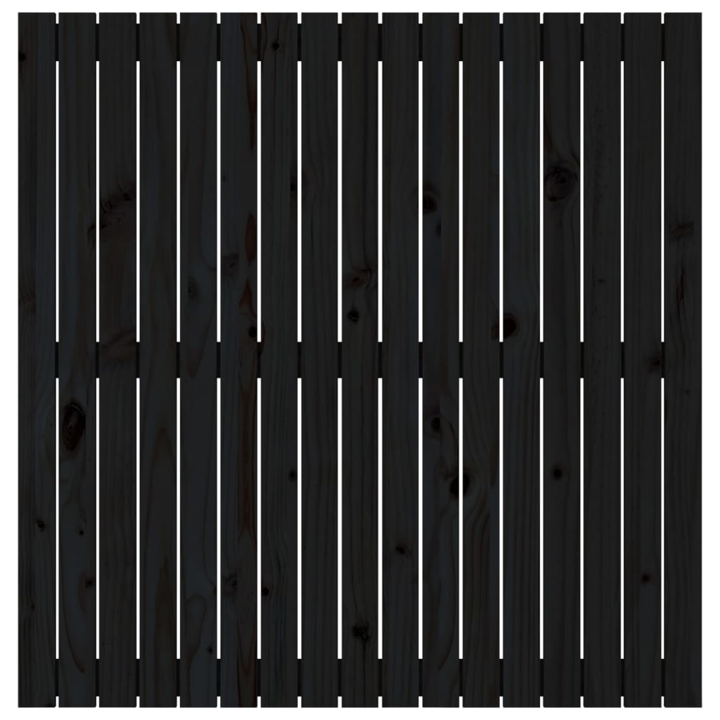 Veggmontert sengegavl svart 108x3x110 cm heltre furu