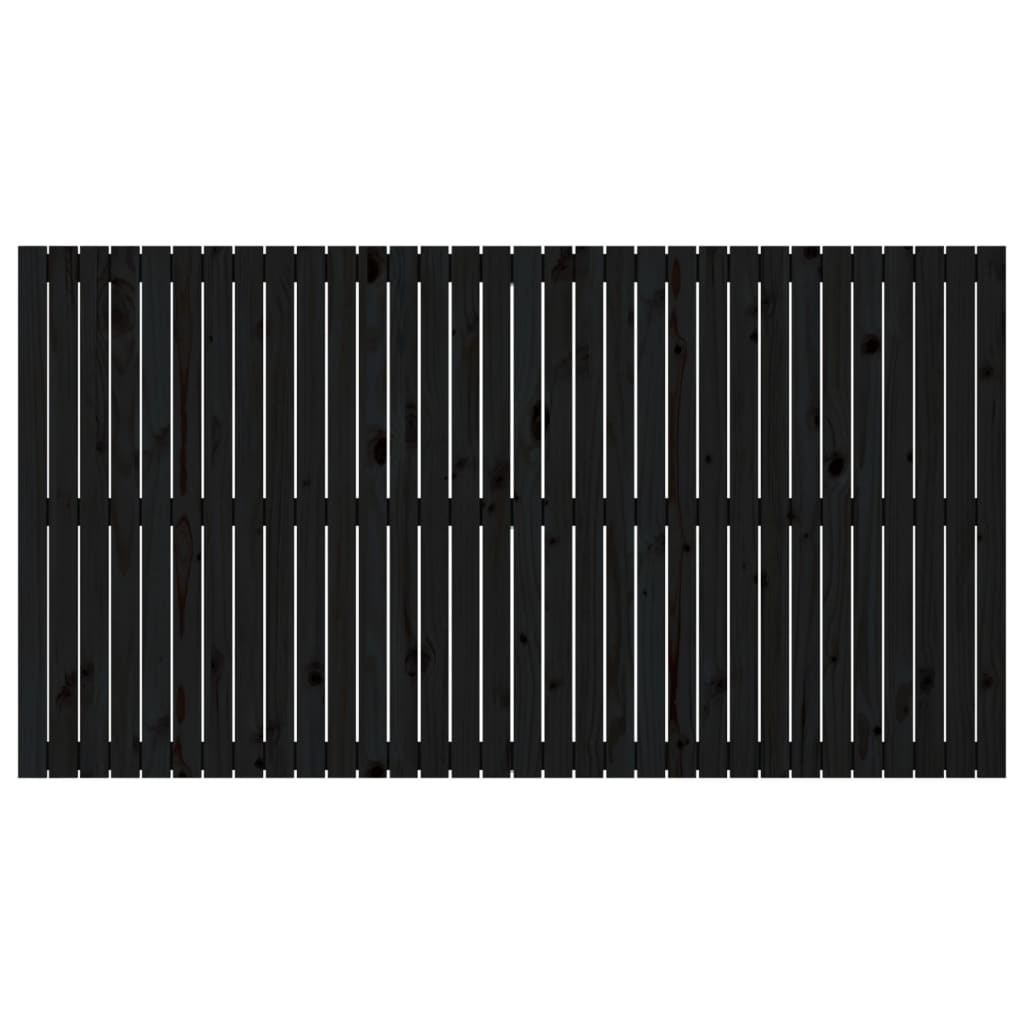 Veggmontert sengegavl svart 204x3x110 cm heltre furu