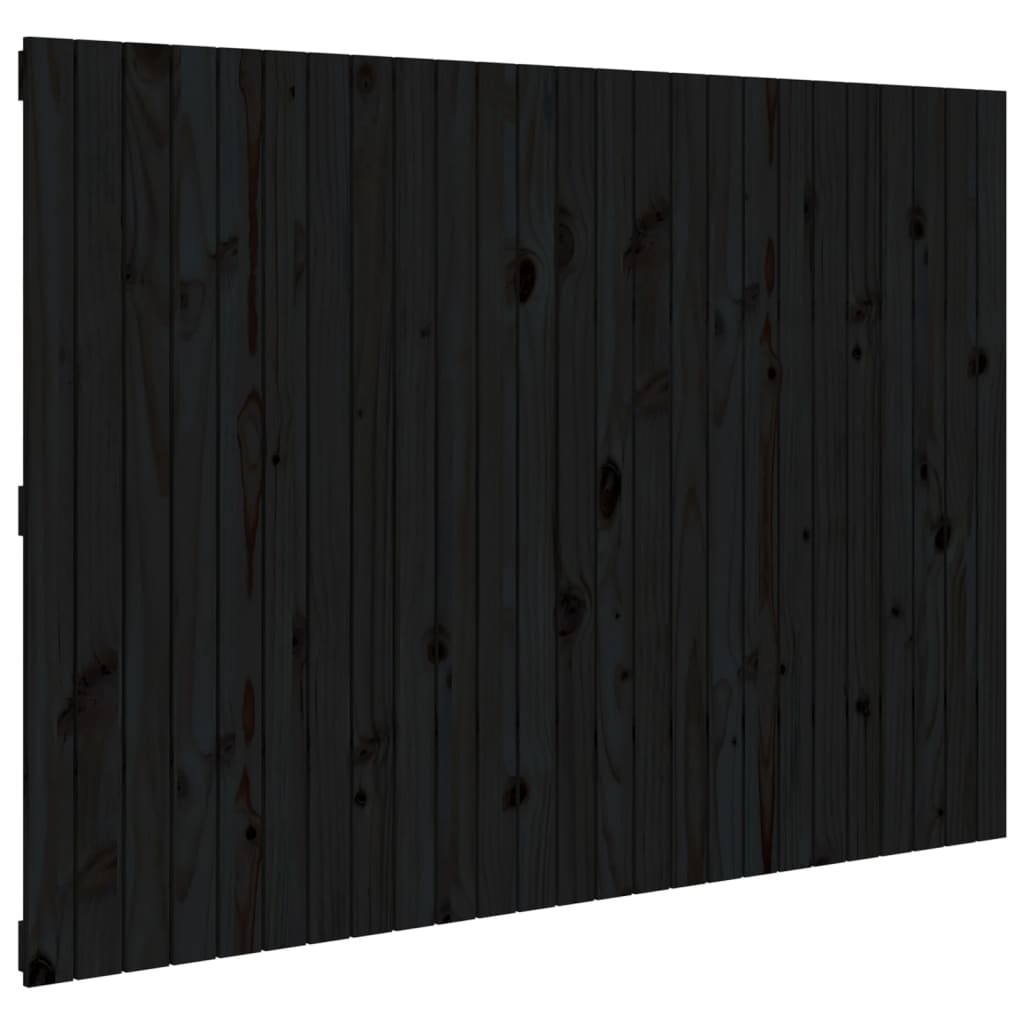 Veggmontert sengegavl svart 159,5x3x110 cm heltre furu