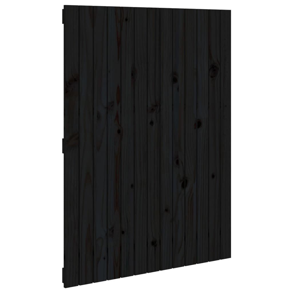 Veggmontert sengegavl svart 82,5x3x110 cm heltre furu