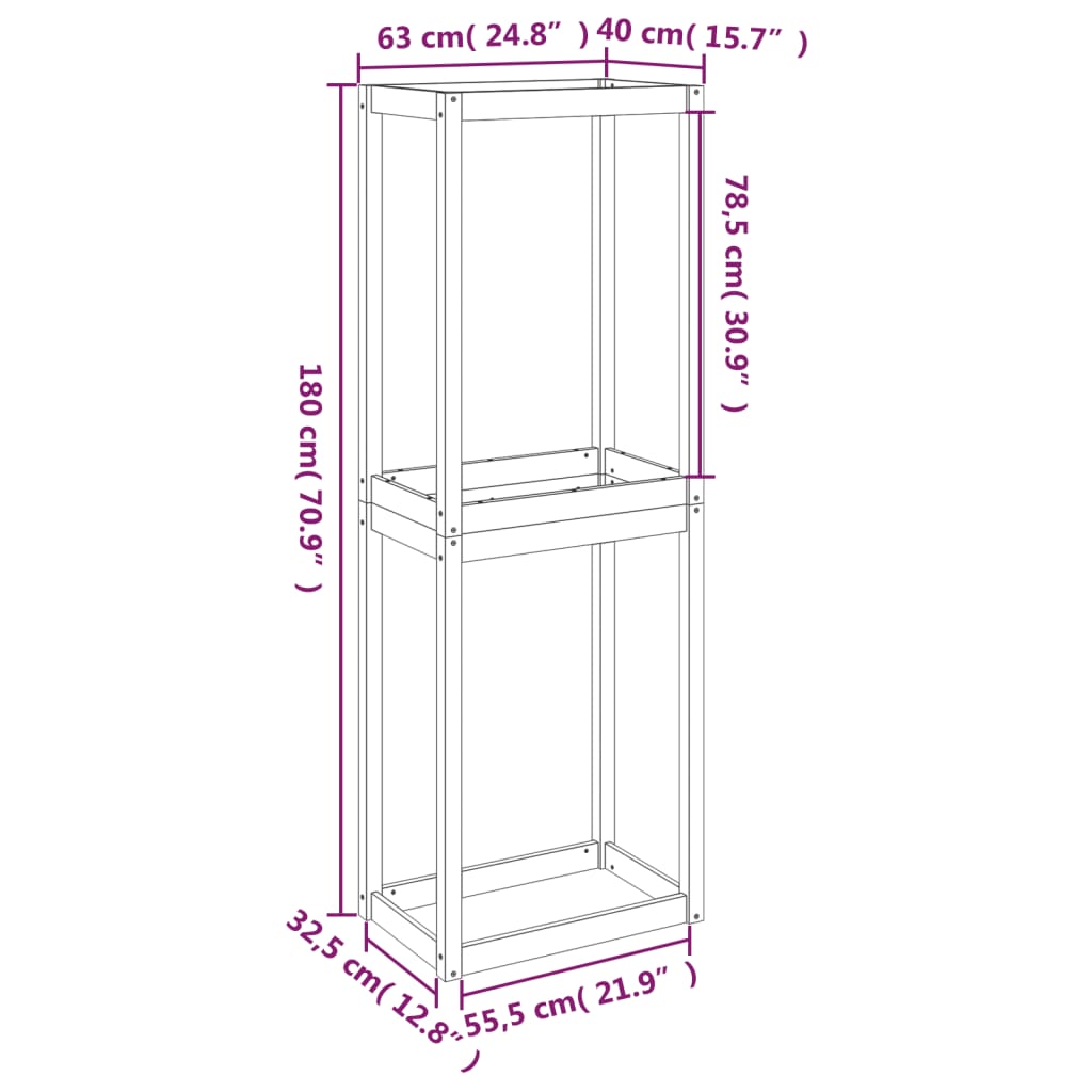 Dekkstativ 63x40x180 cm heltre furu