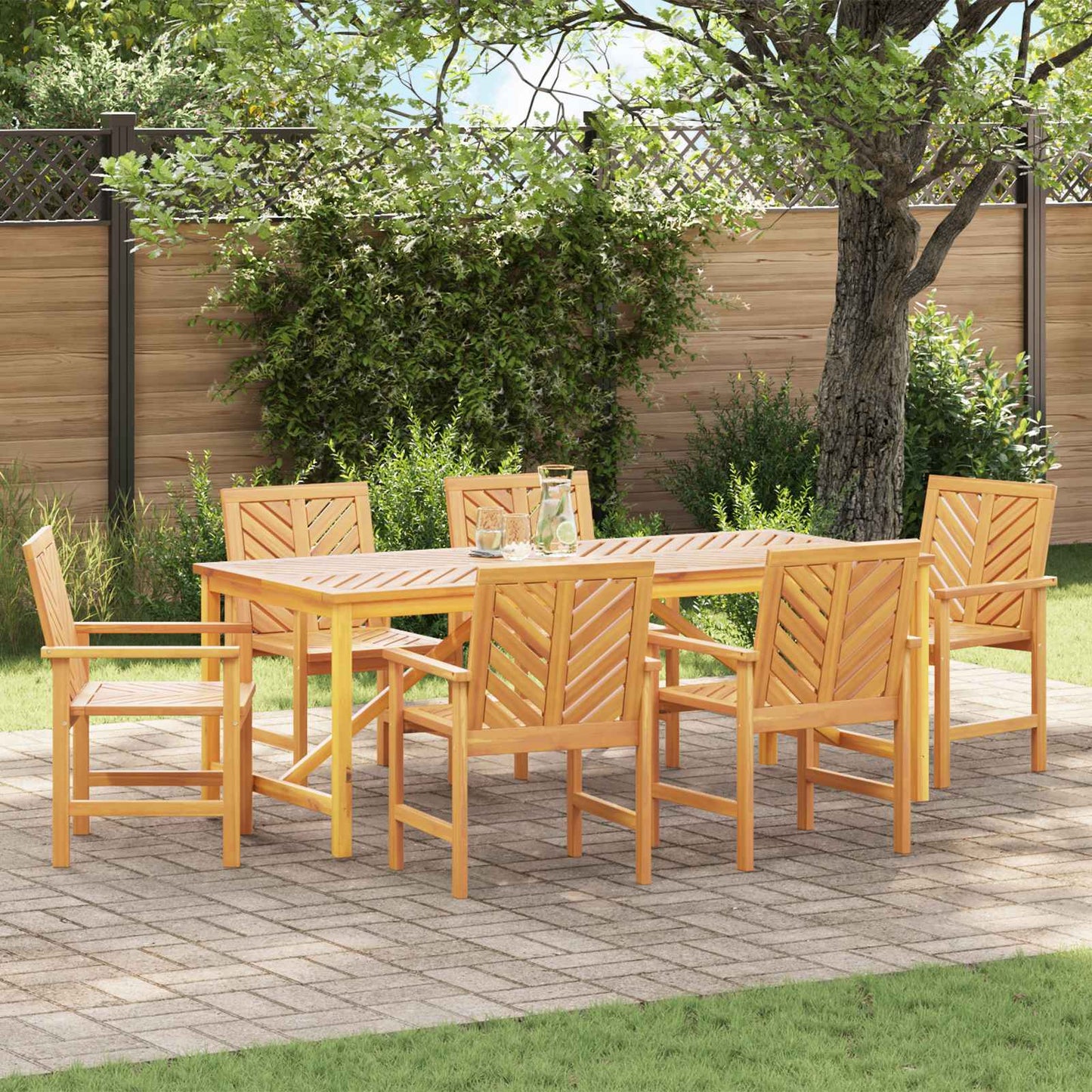Hage Spisegruppe 7 pcs Brun Solid akasietre vidaXL