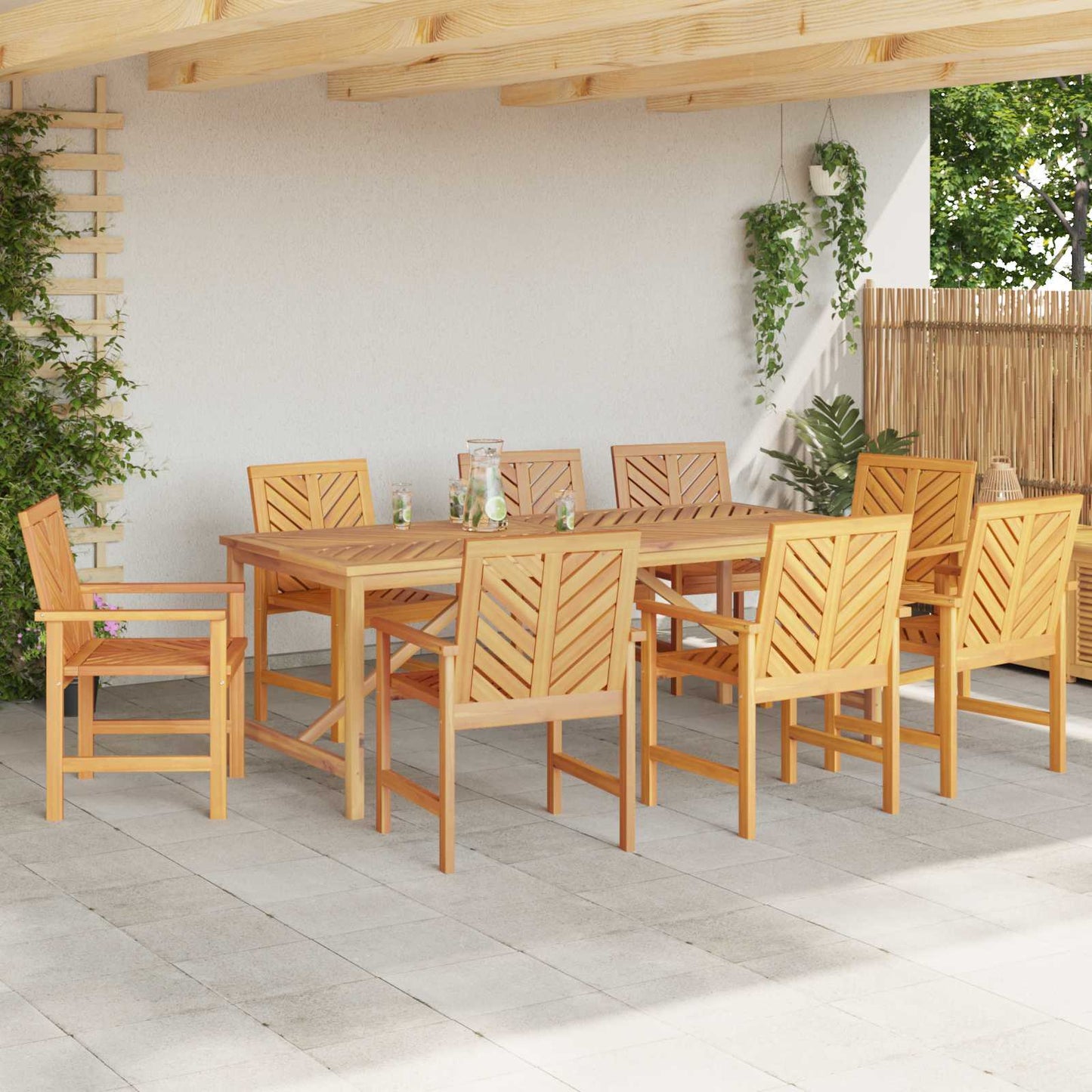 Hage Spisegruppe 9 pcs Brun Solid akasietre vidaXL