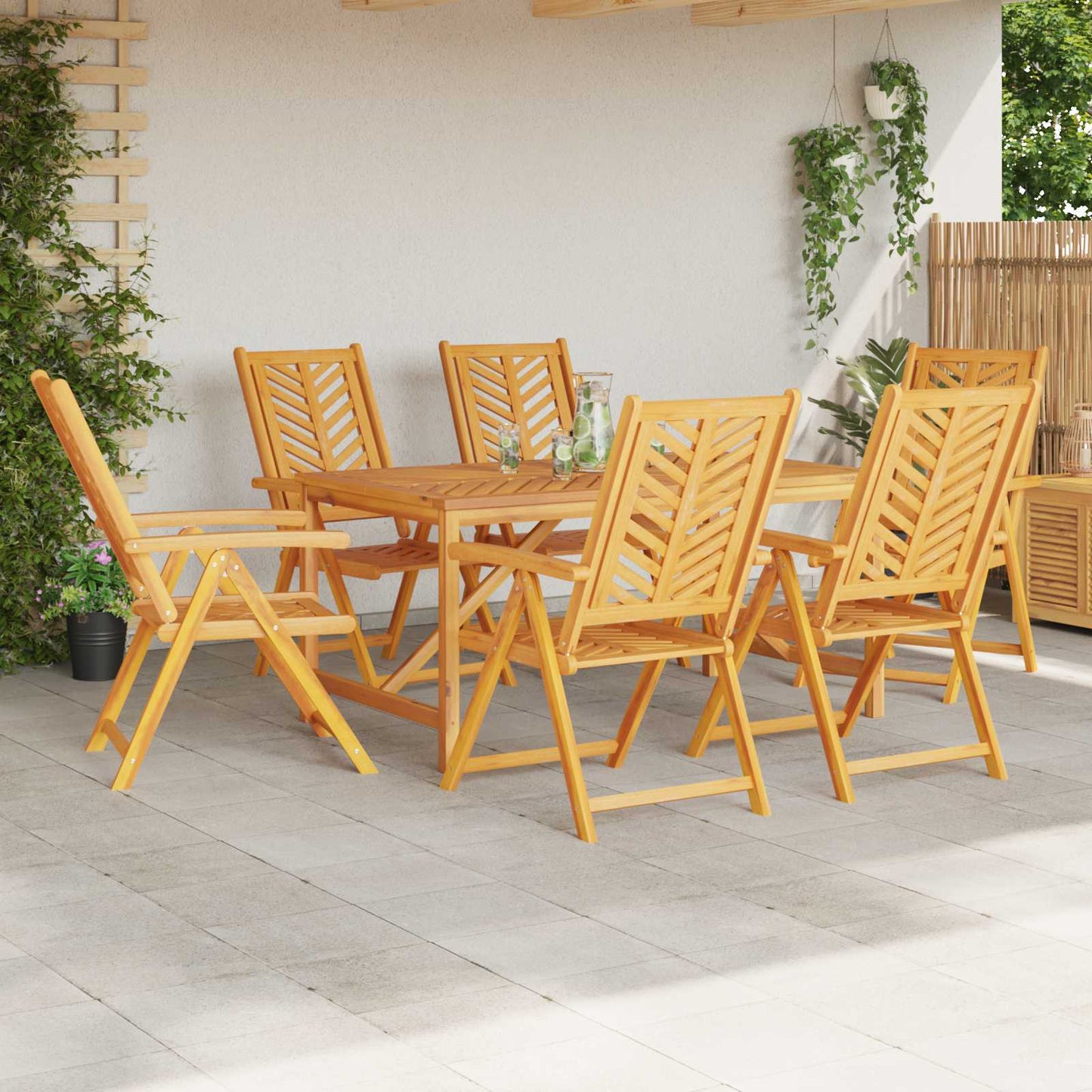 Hage Stol 6 pcs Brun 57 x 72 x 109 cm Solid akasietre vidaXL