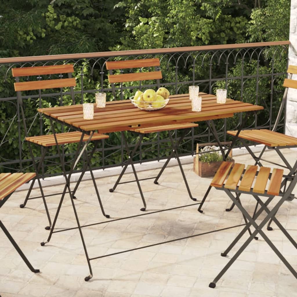 Sammenleggbart bistrobord 100x54x71 cm heltre akasie og stål