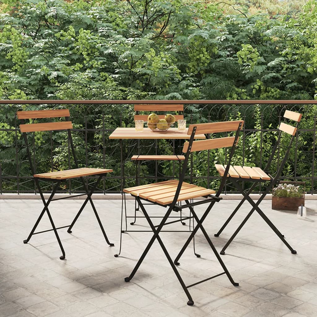 Sammenleggbare bistrostoler 4 stk heltre teak og stål