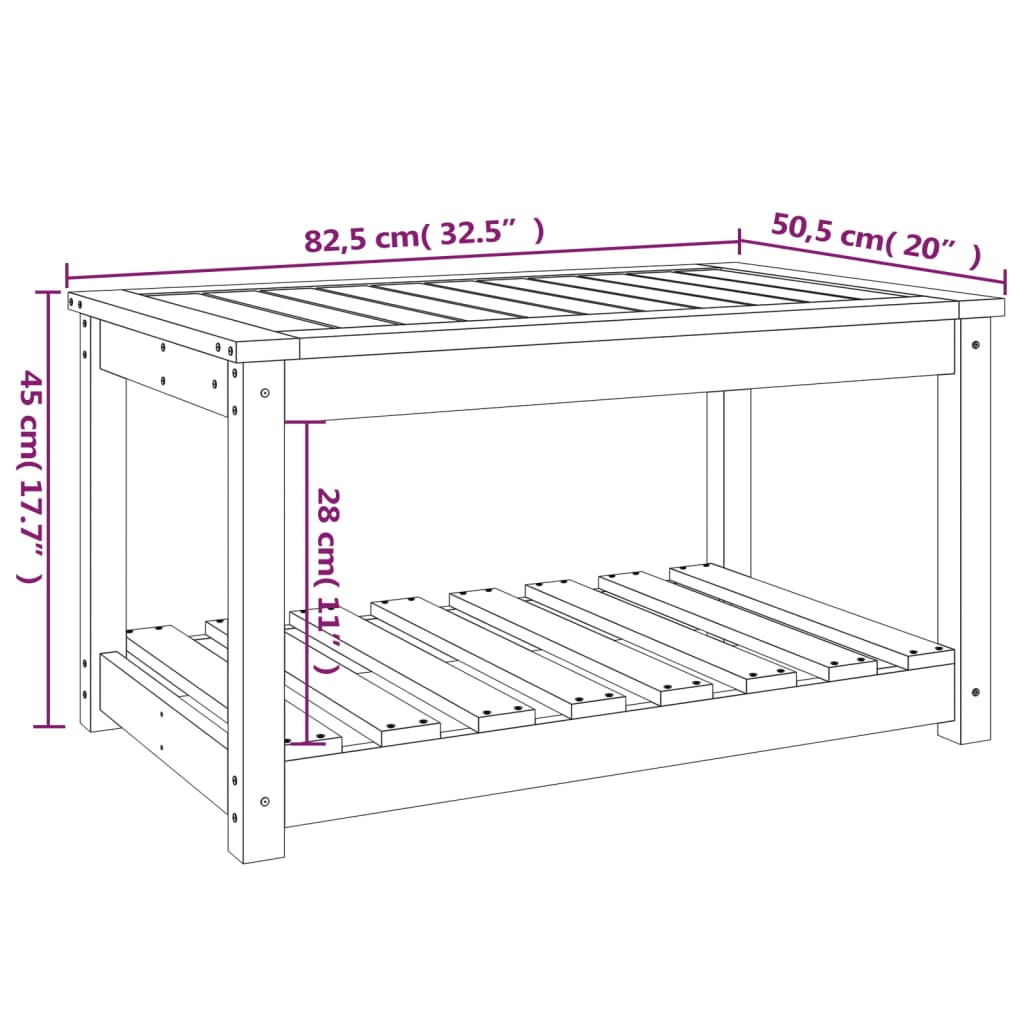 Hagebord 82,5x50,5x45 cm heltre douglasgran