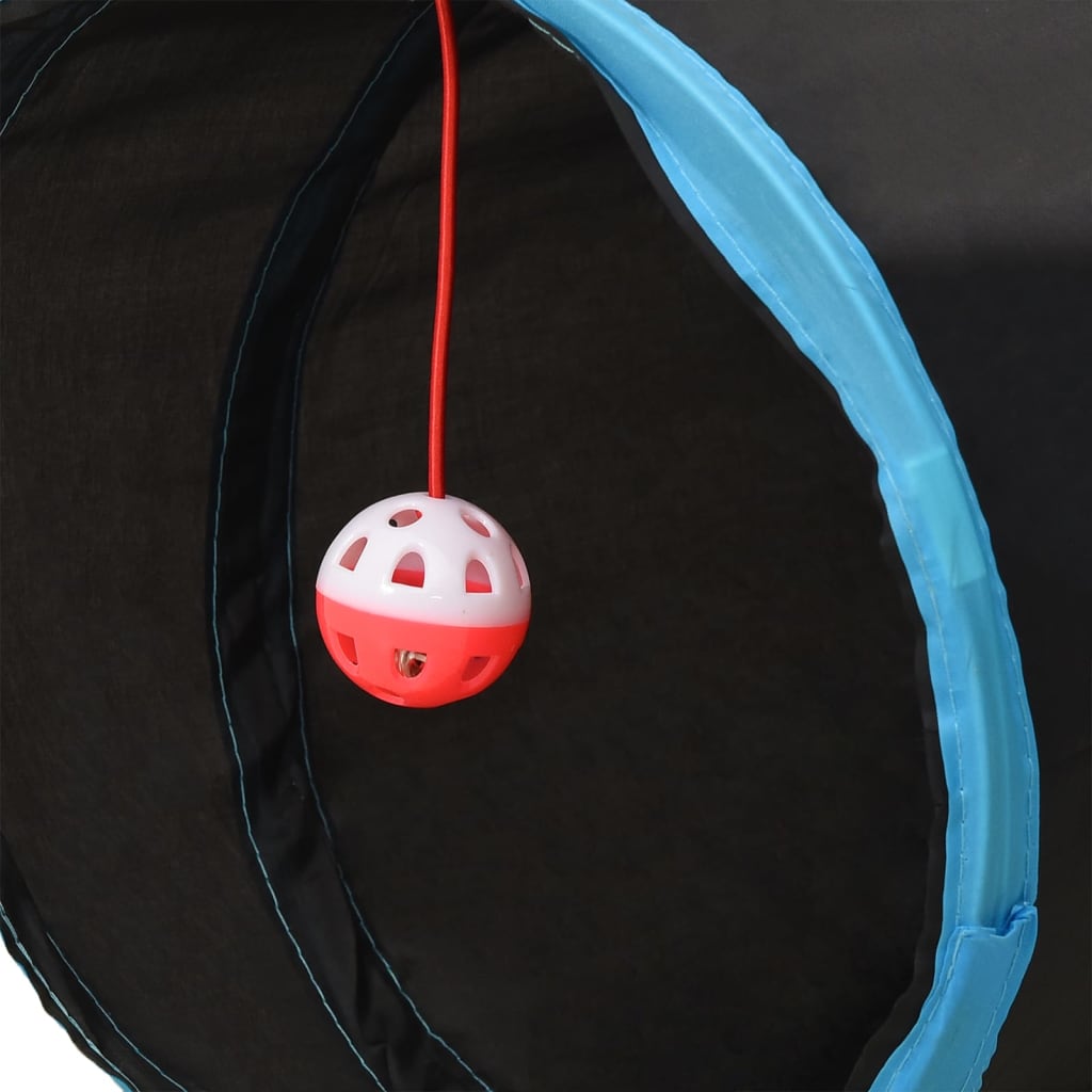 Kattetunnel 5-veis svart og blå 25 cm polyester