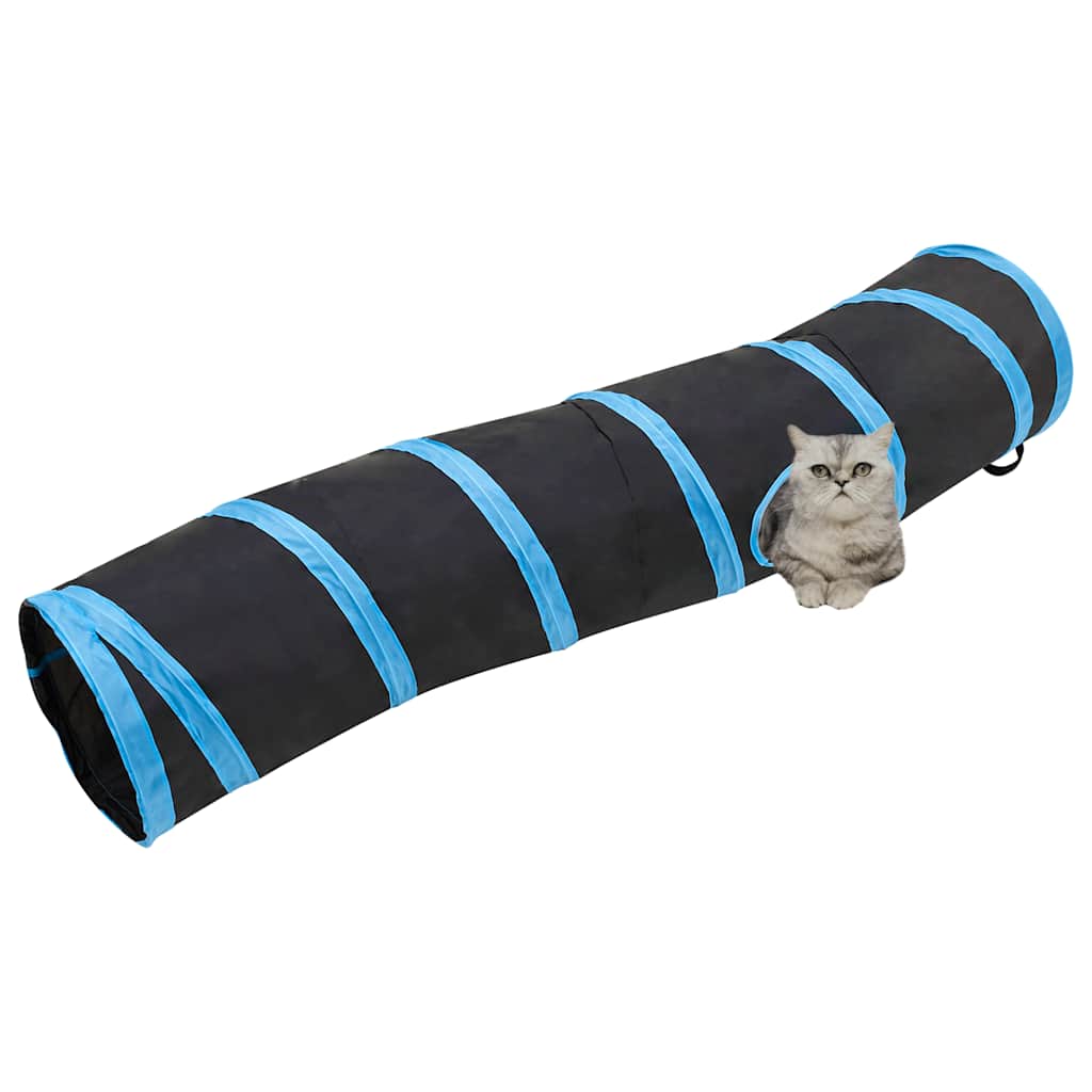 Kattetunnel s-form svart og blå 122 cm polyester