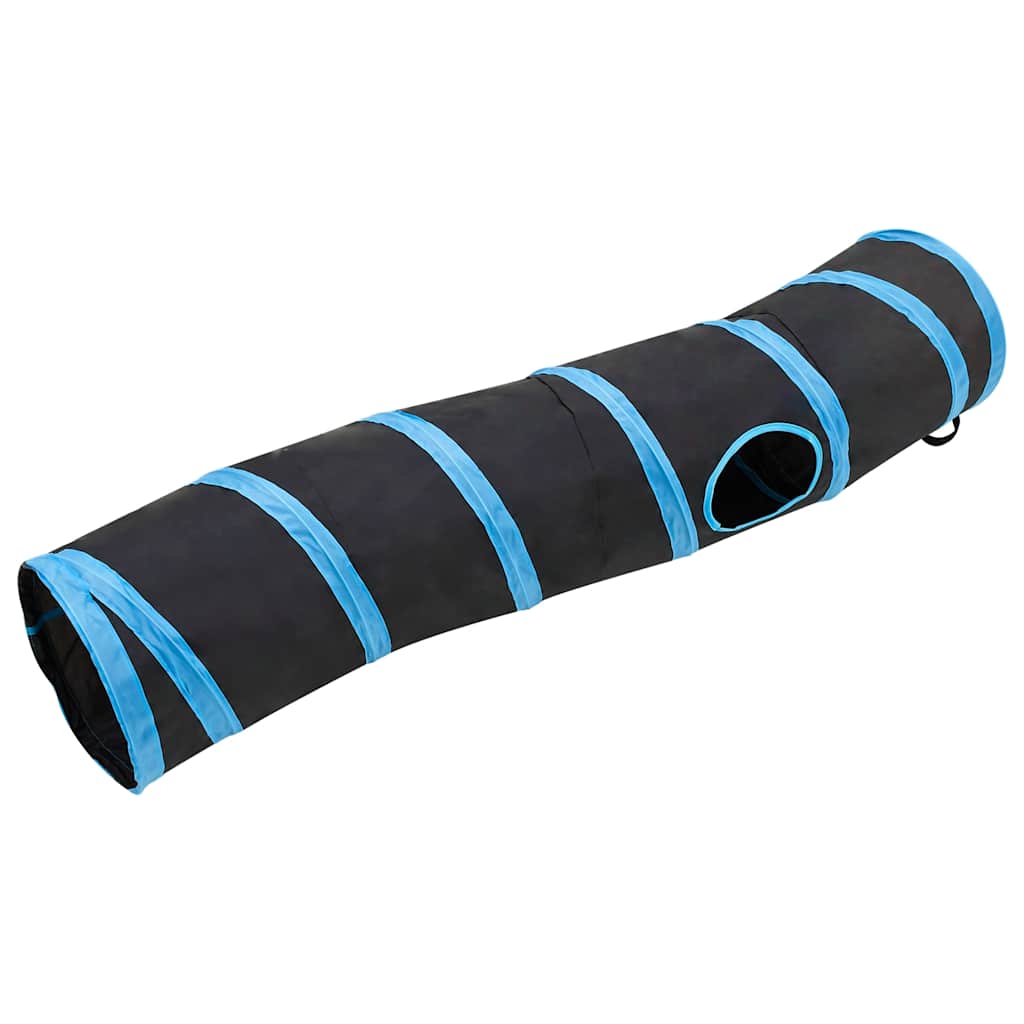 Kattetunnel s-form svart og blå 122 cm polyester