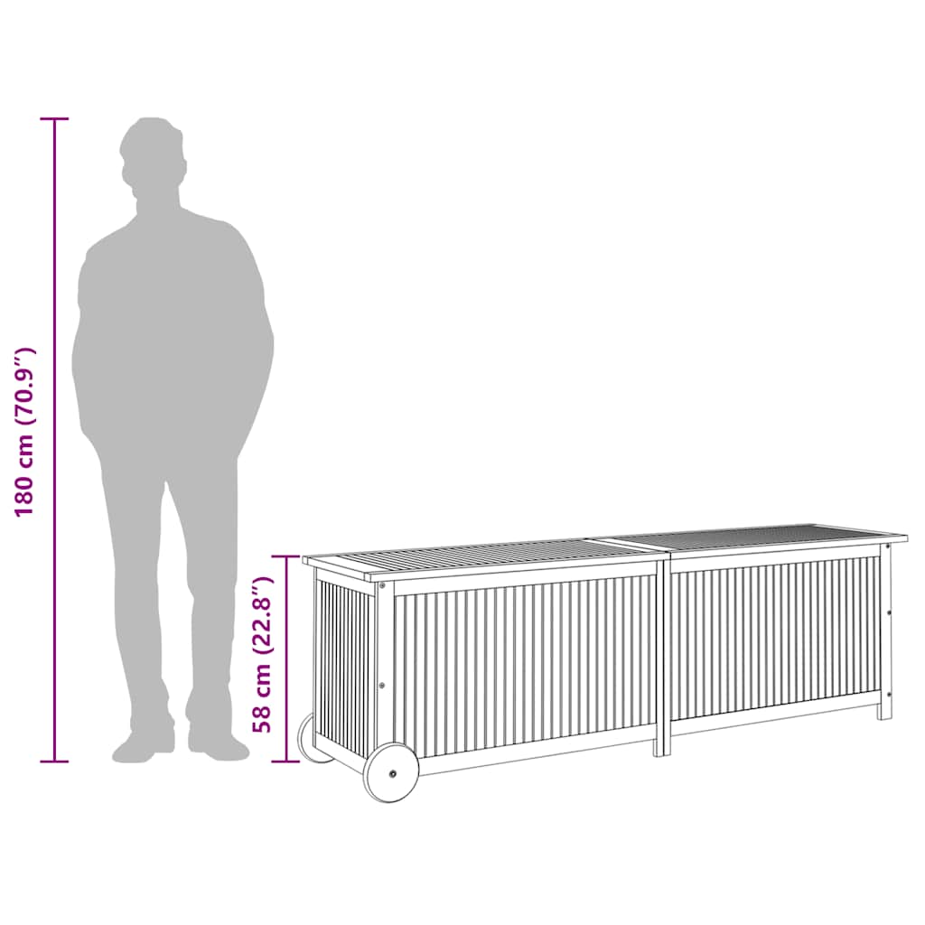 Putekasse med hjul 150x50x58 cm heltre akasie