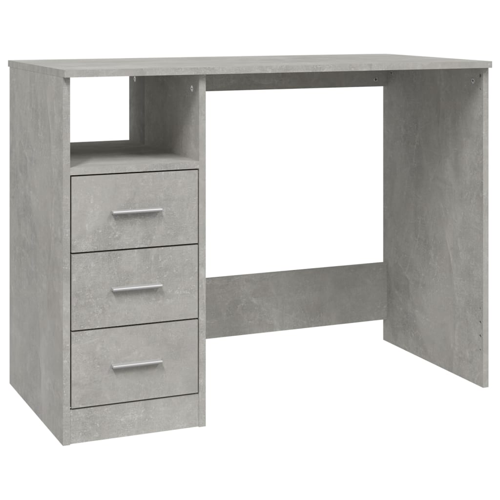 Skrivebord med skuffer betonggrå 102x50x76 cm konstruert tre