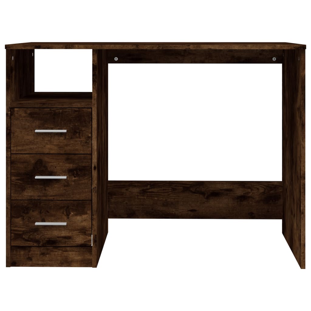 Skrivebord med skuffer røkt eik 102x50x76 cm konstruert tre