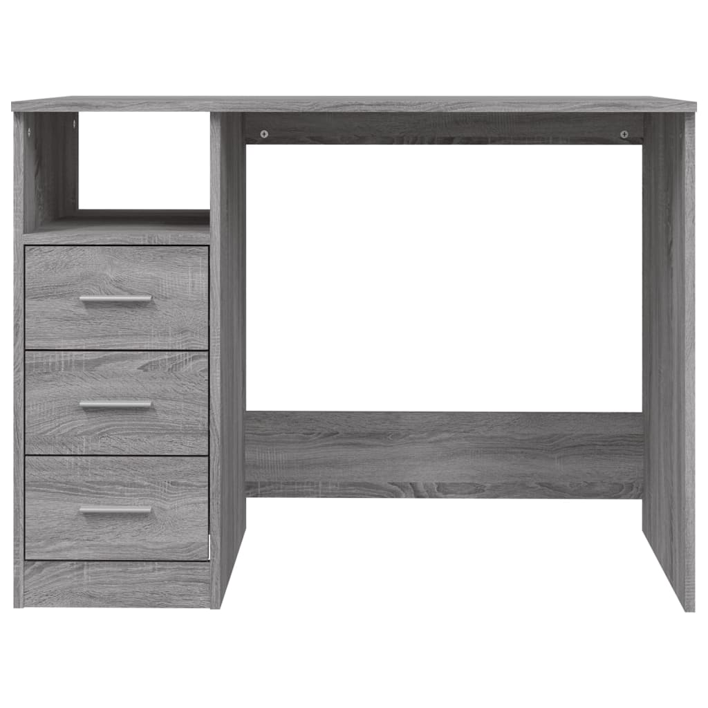 Skrivebord med skuffer grå sonoma 102x50x76 cm konstruert tre