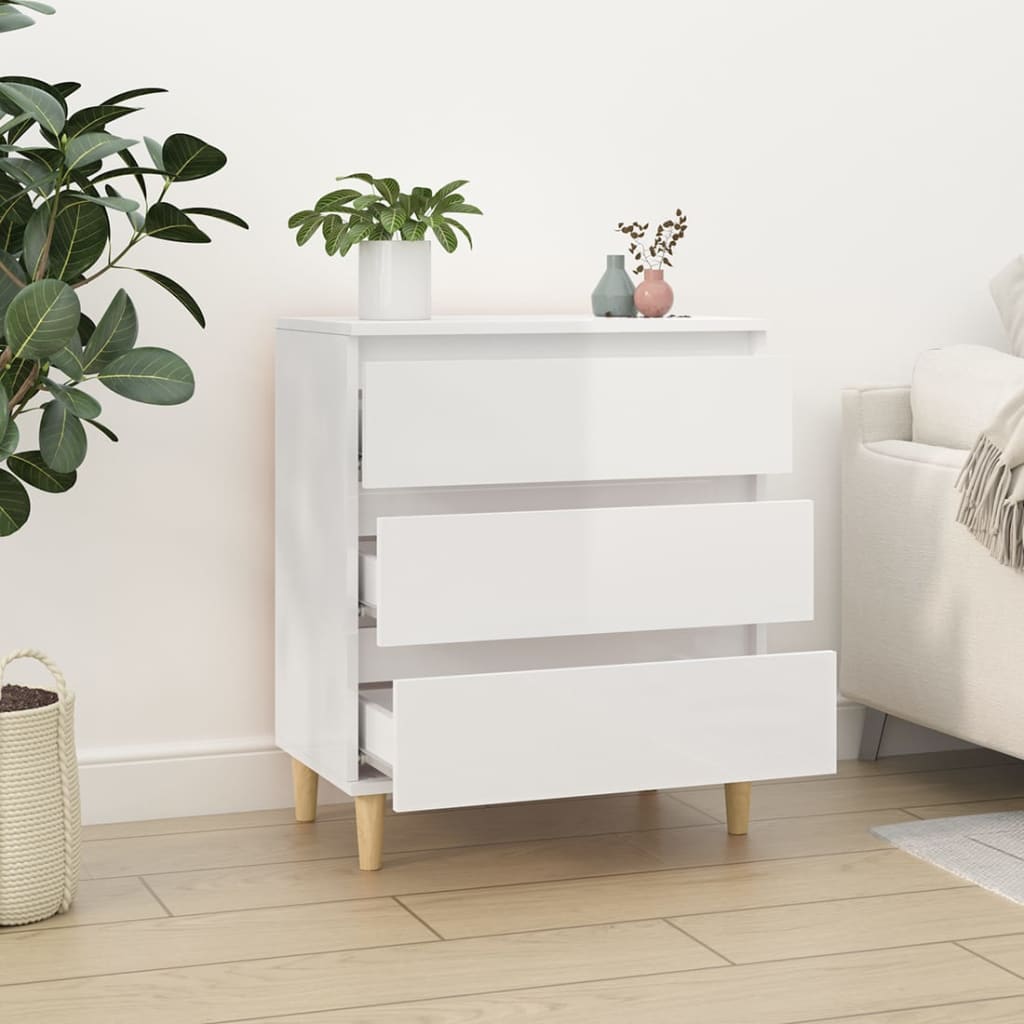 Skjenk høyglans hvit 60x35x70 cm konstruert tre