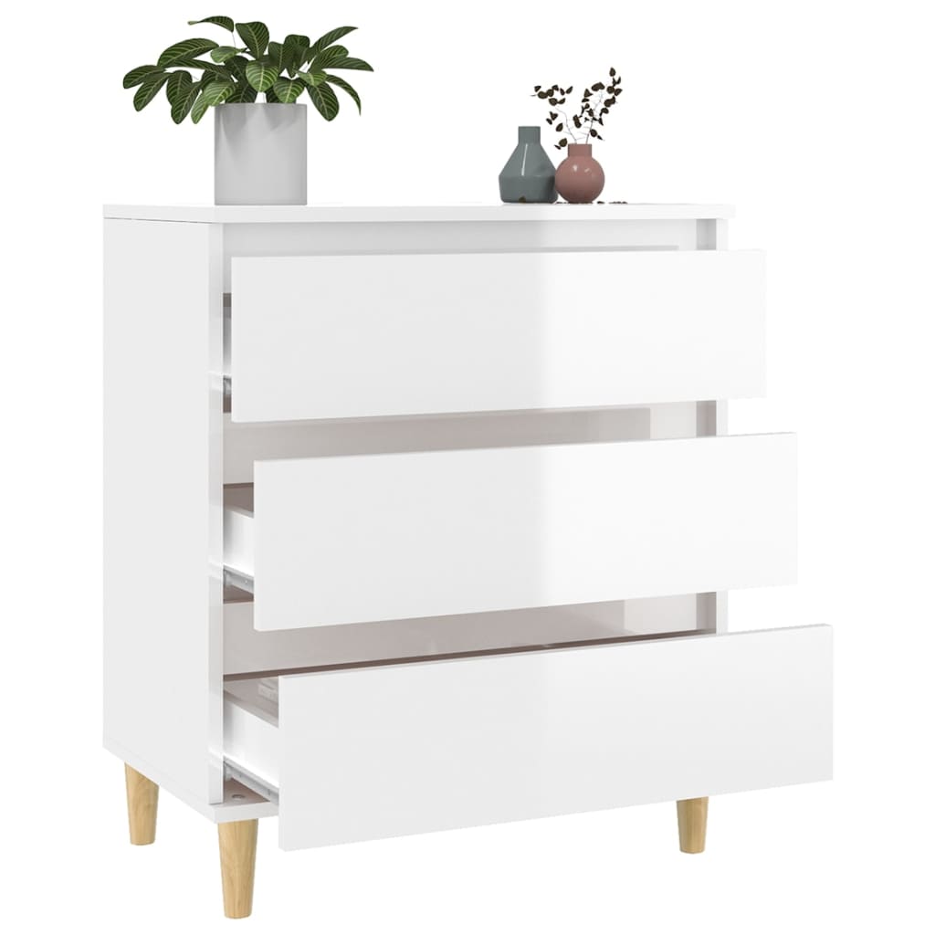 Skjenk høyglans hvit 60x35x70 cm konstruert tre