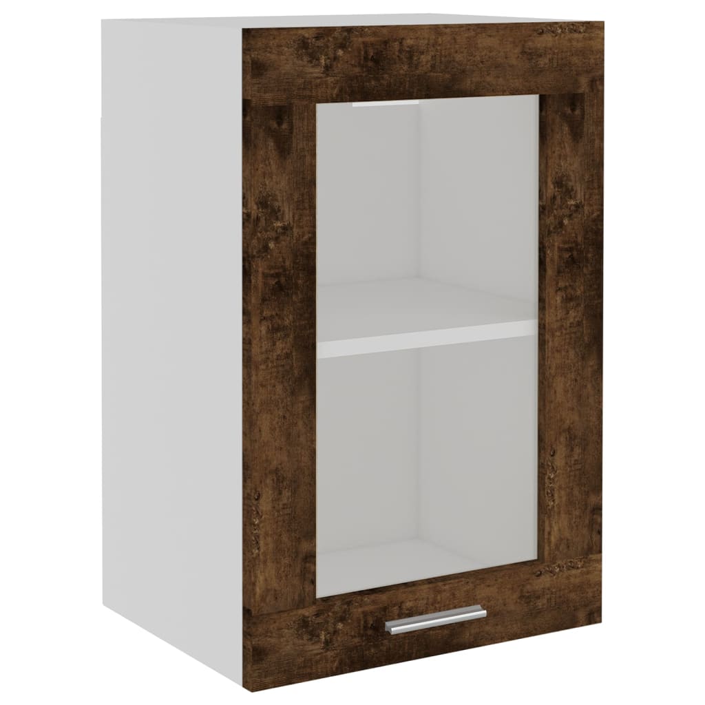 Vegghengt glasskap "Lyon" røkt eik 40x31x60 cm konstruert tre