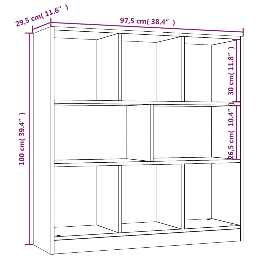 Bokskap brun eik 97,5x29,5x100 cm konstruert tre