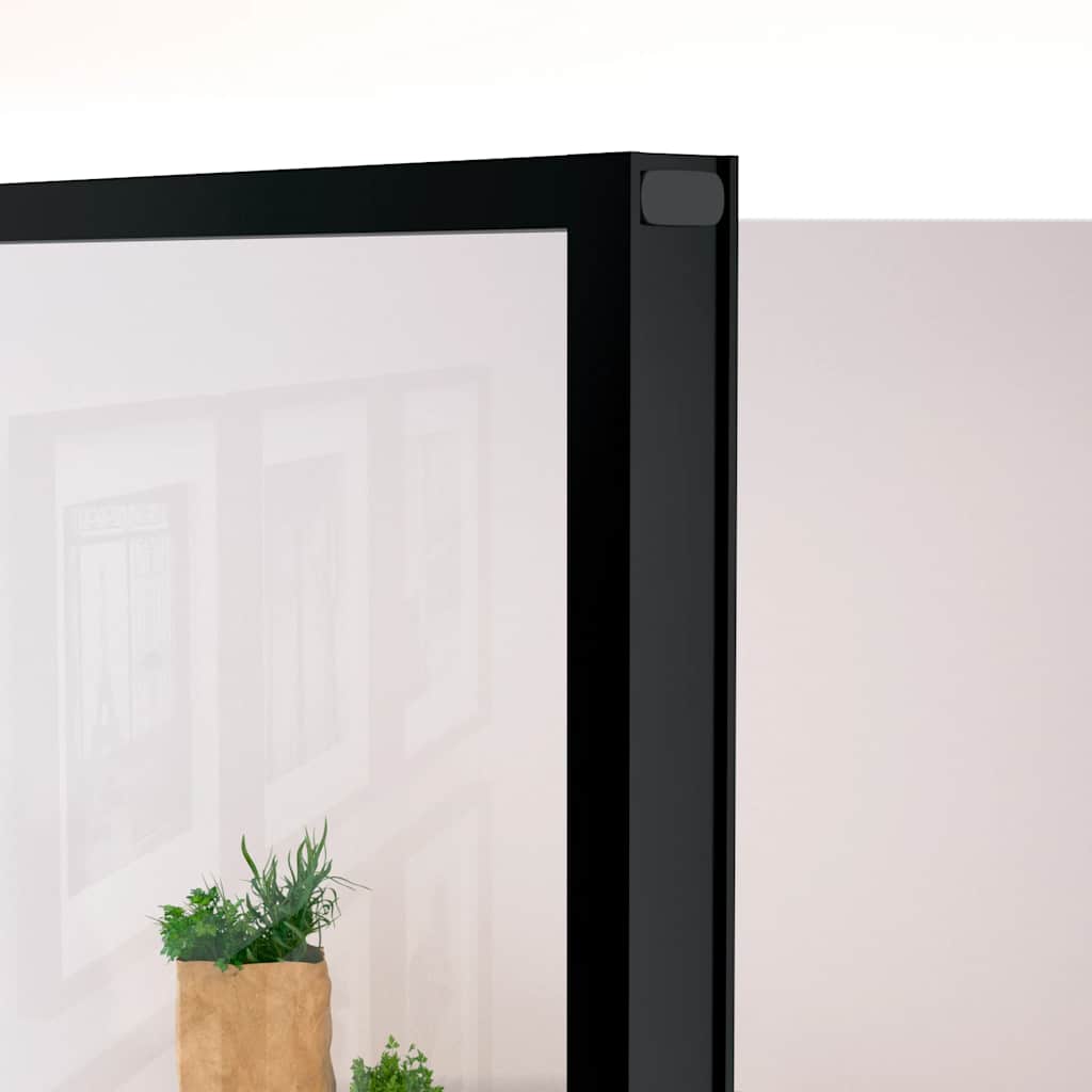 Innerdør svart 76x201,5 cm herdet glass og aluminium slank