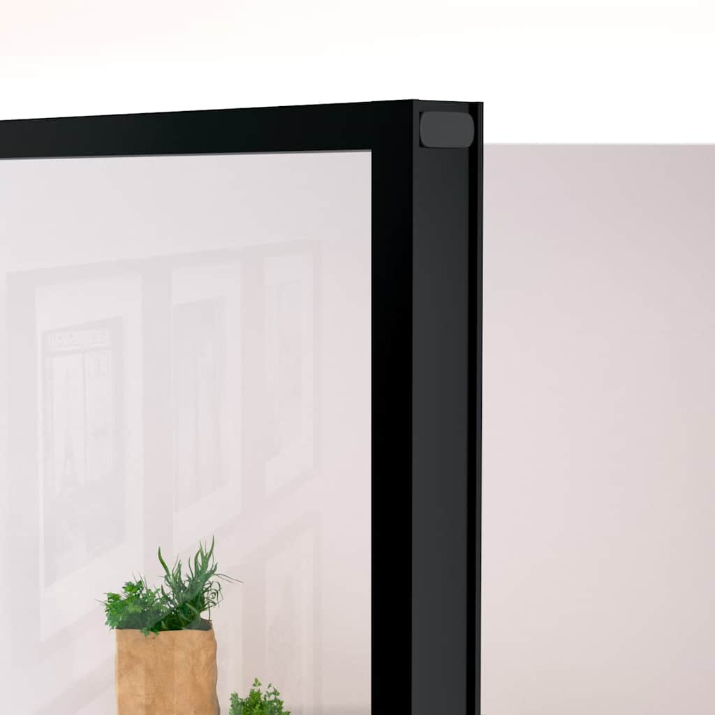 Innerdør svart 102x201,5 cm herdet glass og aluminium slank