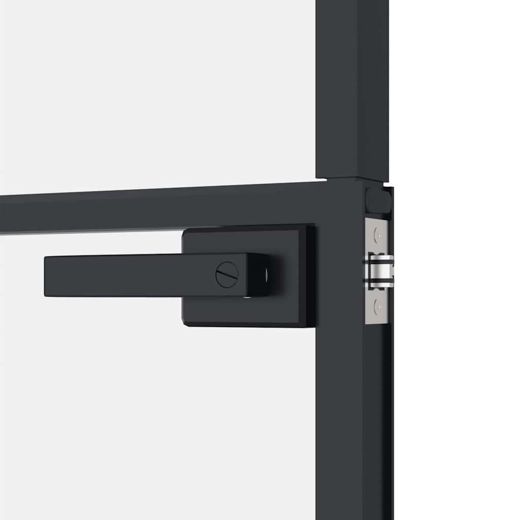 Innerdør svart 102x201,5 cm herdet glass og aluminium slank