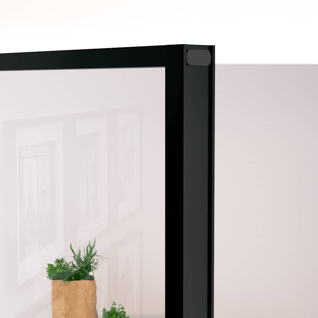 Innerdør svart 83x201,5 cm herdet glass og aluminium slank