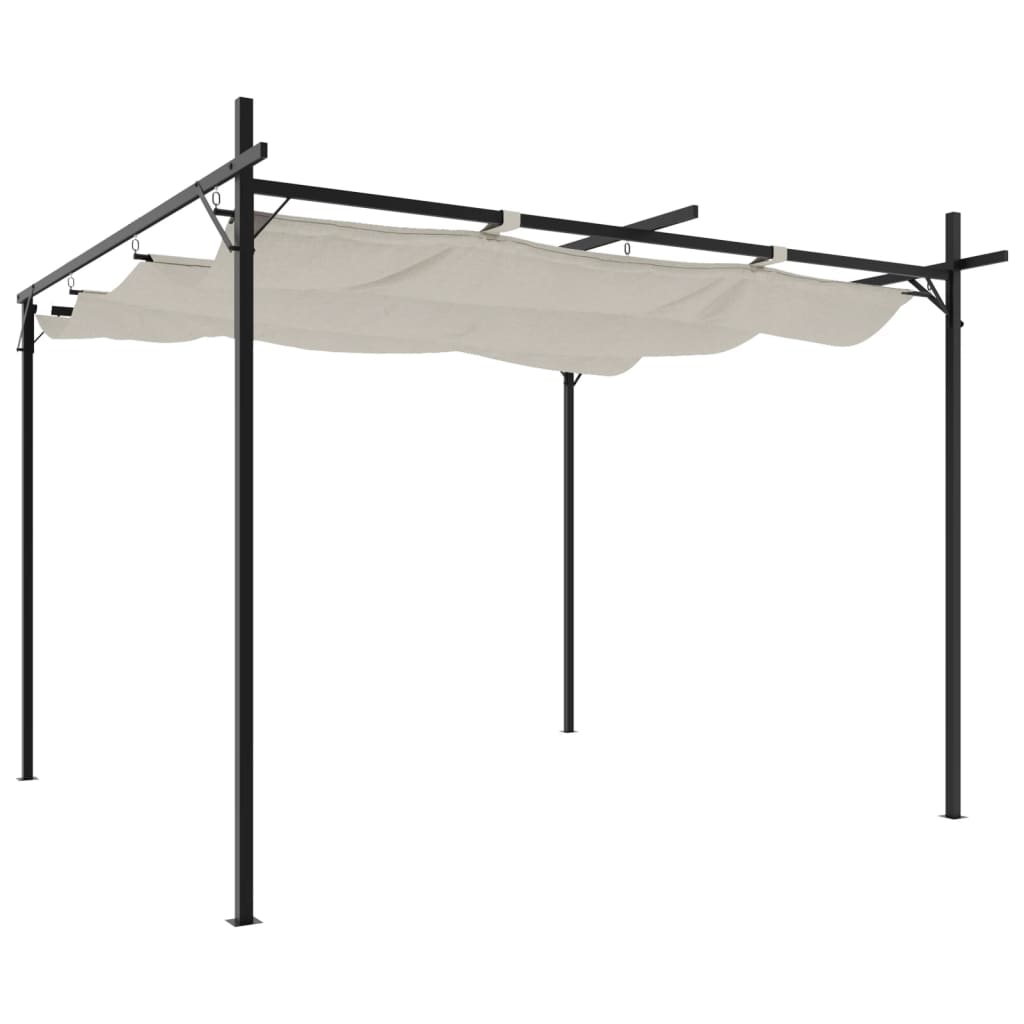 Pergola med uttrekkbar tak kremhvit 295x292x230 cm