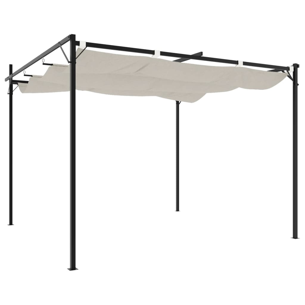 Pergola med uttrekkbar tak kremhvit 295x292x230 cm