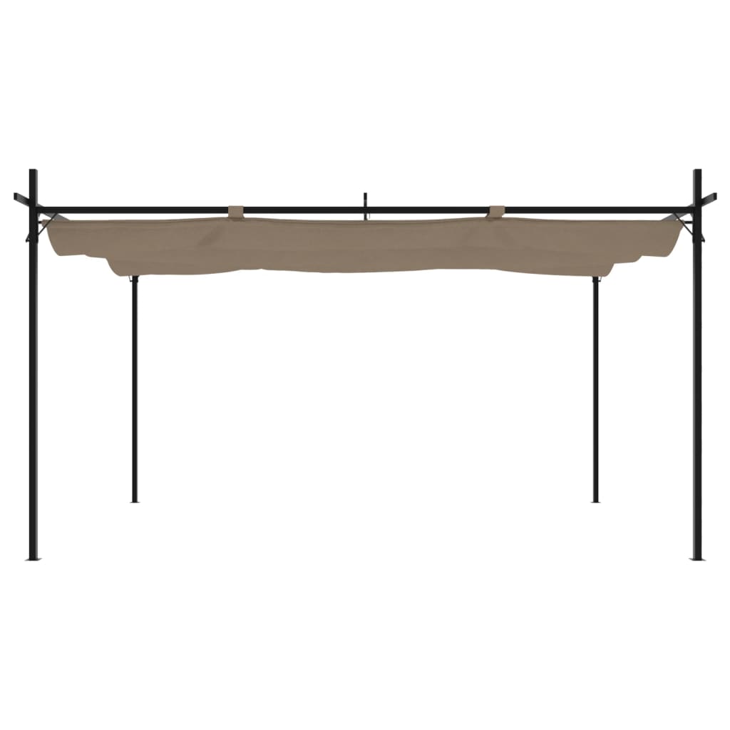 Pergola med uttrekkbar tak gråbrun 395x292x230 cm