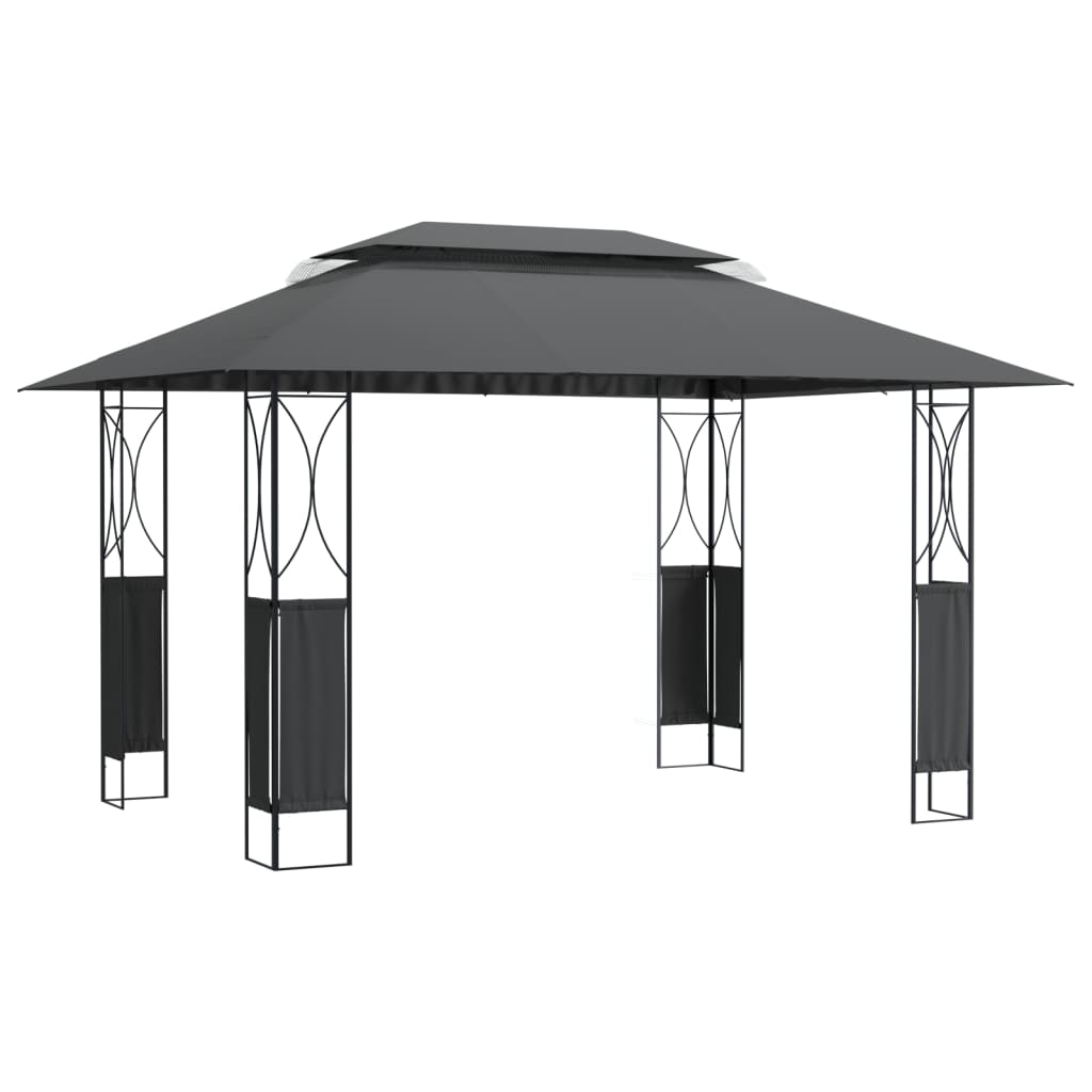Paviljong med tak antrasitt 400x300x270 cm stål