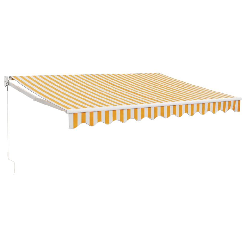 Uttrekkbar markise gul og hvit 3x2,5 m stoff og aluminium vidaXL