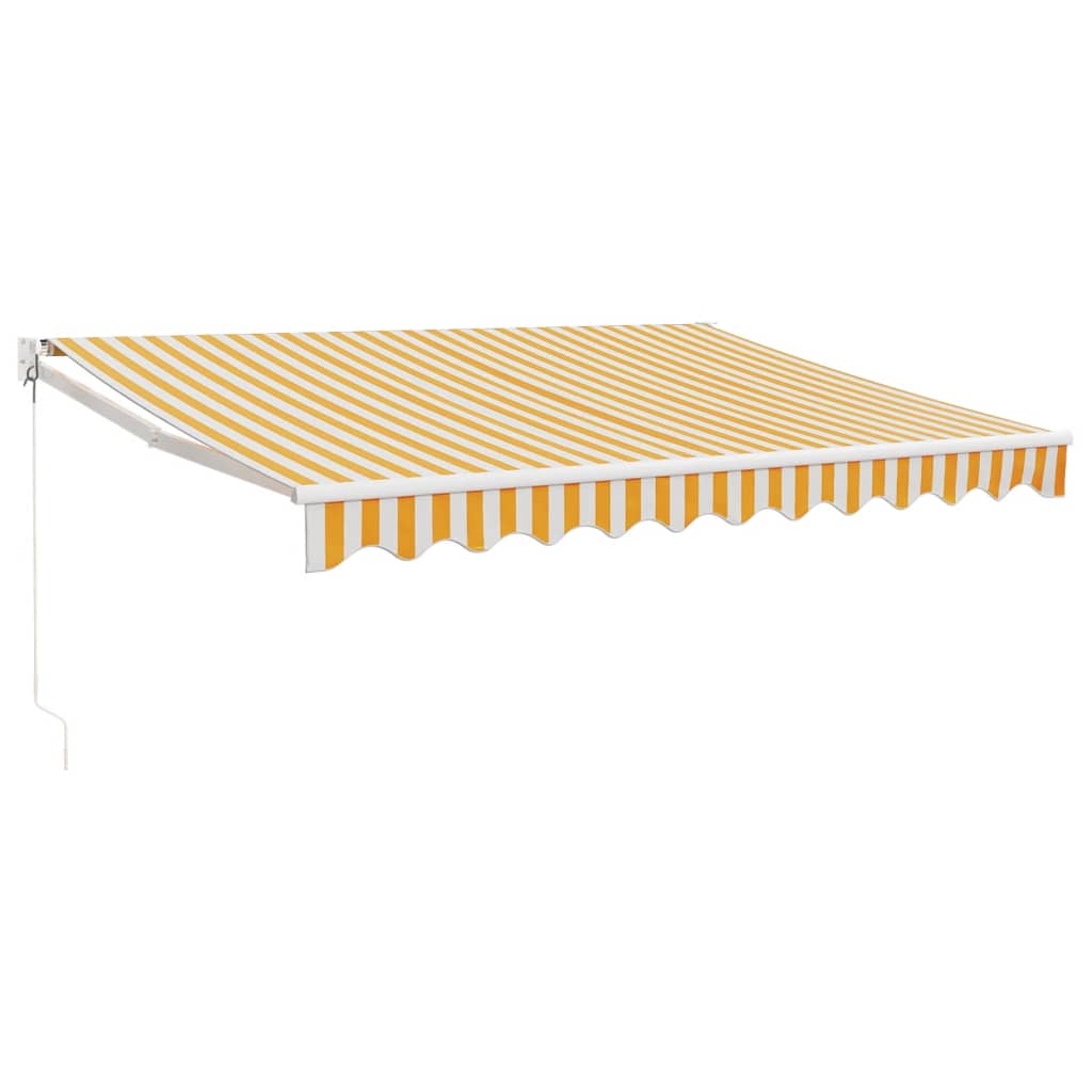 Uttrekkbar markise gul og hvit 3,5x2,5 m stoff og aluminium