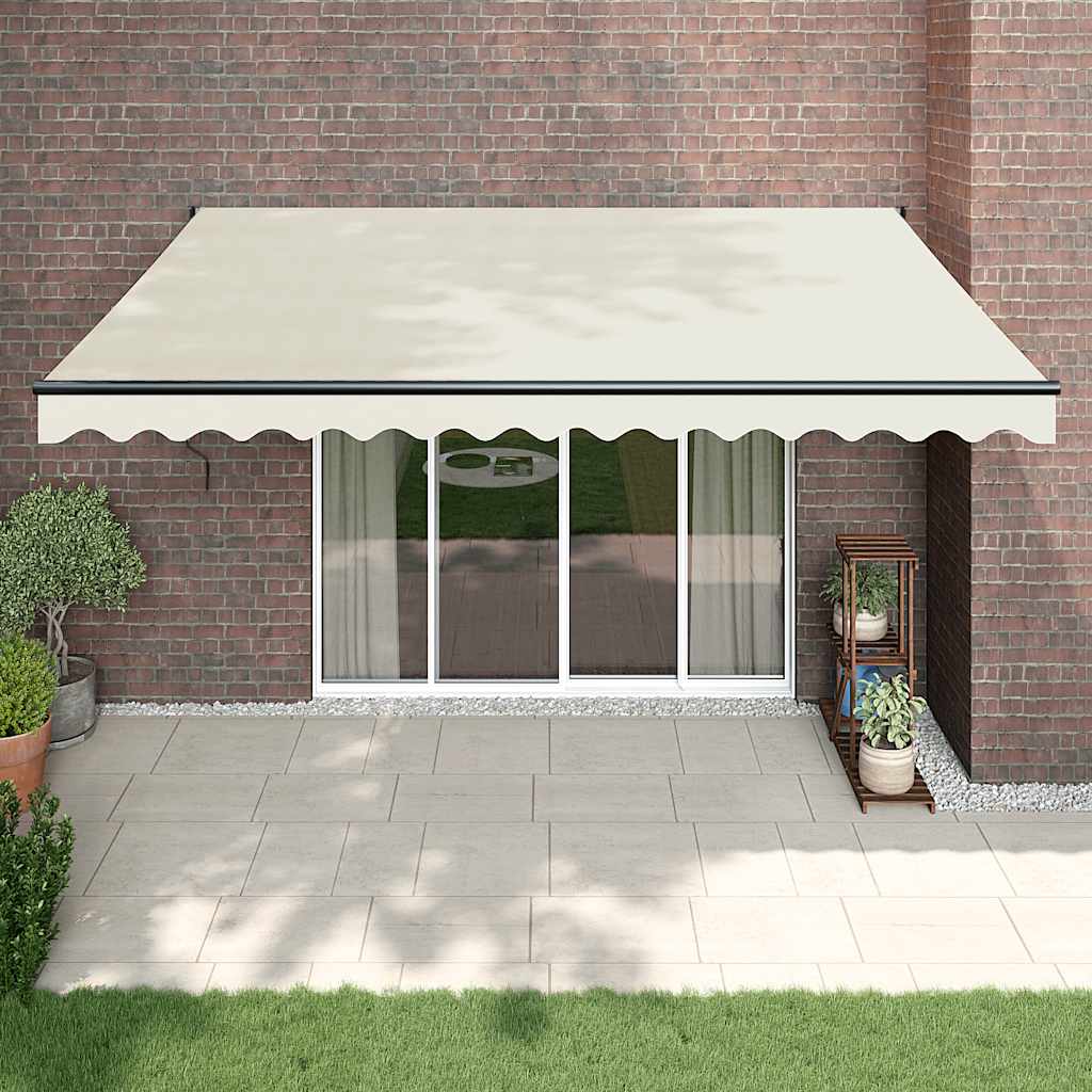 Uttrekkbar markise kremhvit 4x3 m stoff og aluminium