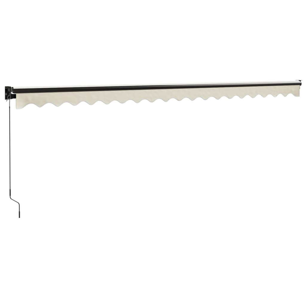 Uttrekkbar markise kremhvit 5x3 m stoff og aluminium