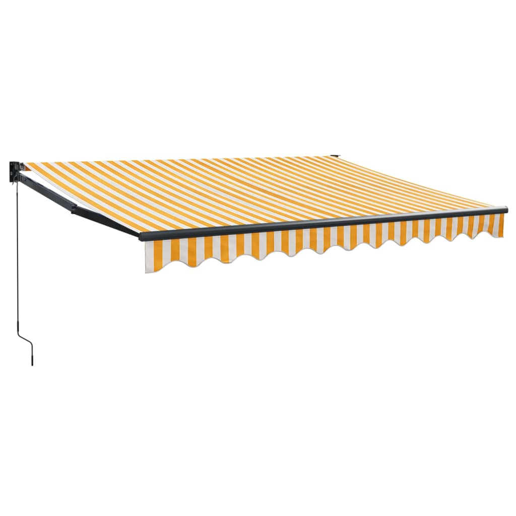 Uttrekkbar markise gul og hvit 3,5x2,5 m stoff og aluminium