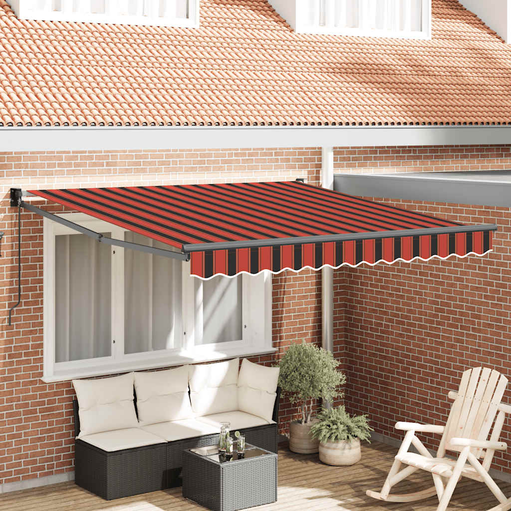 Uttrekkbar markise oransje og brun 3,5x2,5 m stoff og aluminium