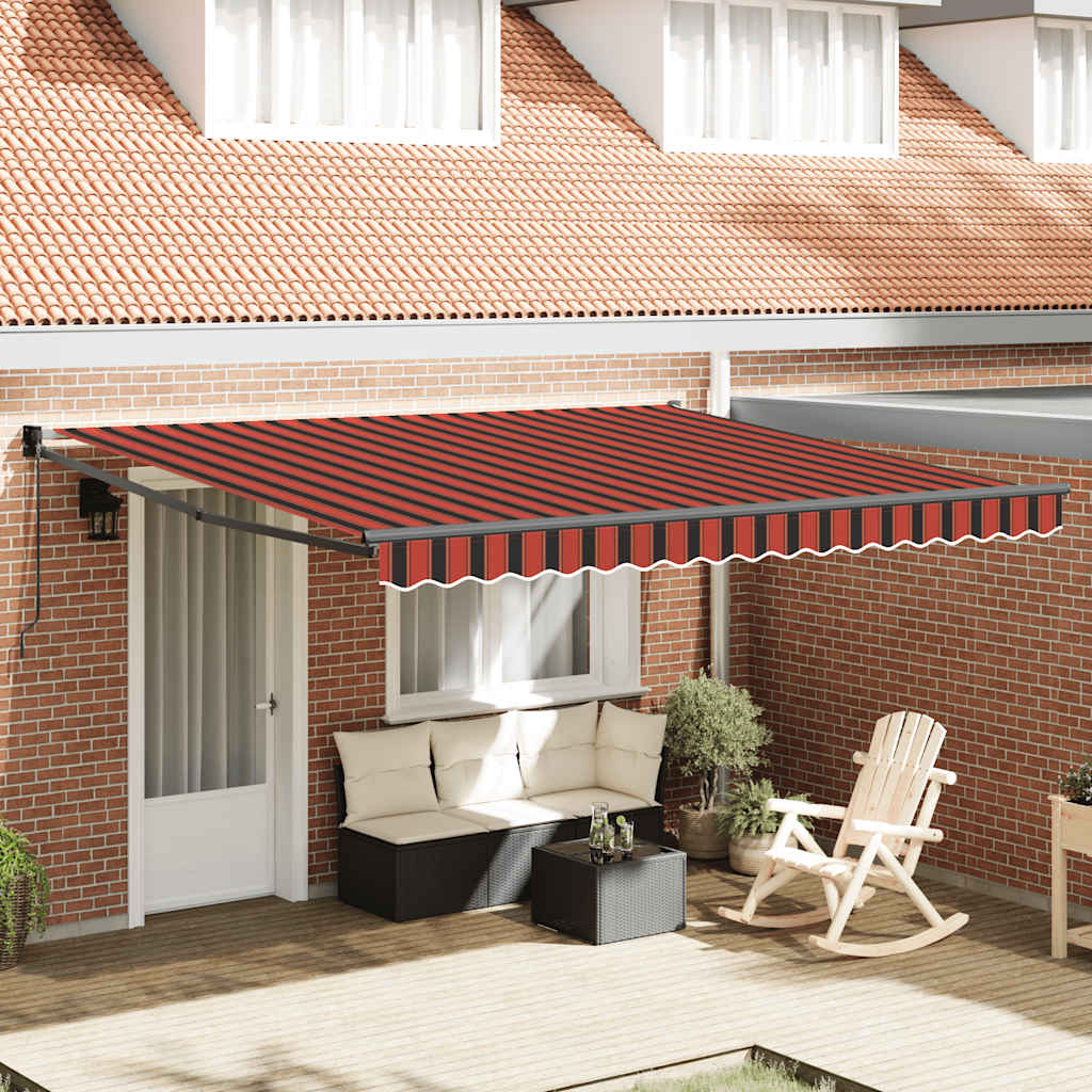 Uttrekkbar markise oransje og brun 4x3 m stoff og aluminium