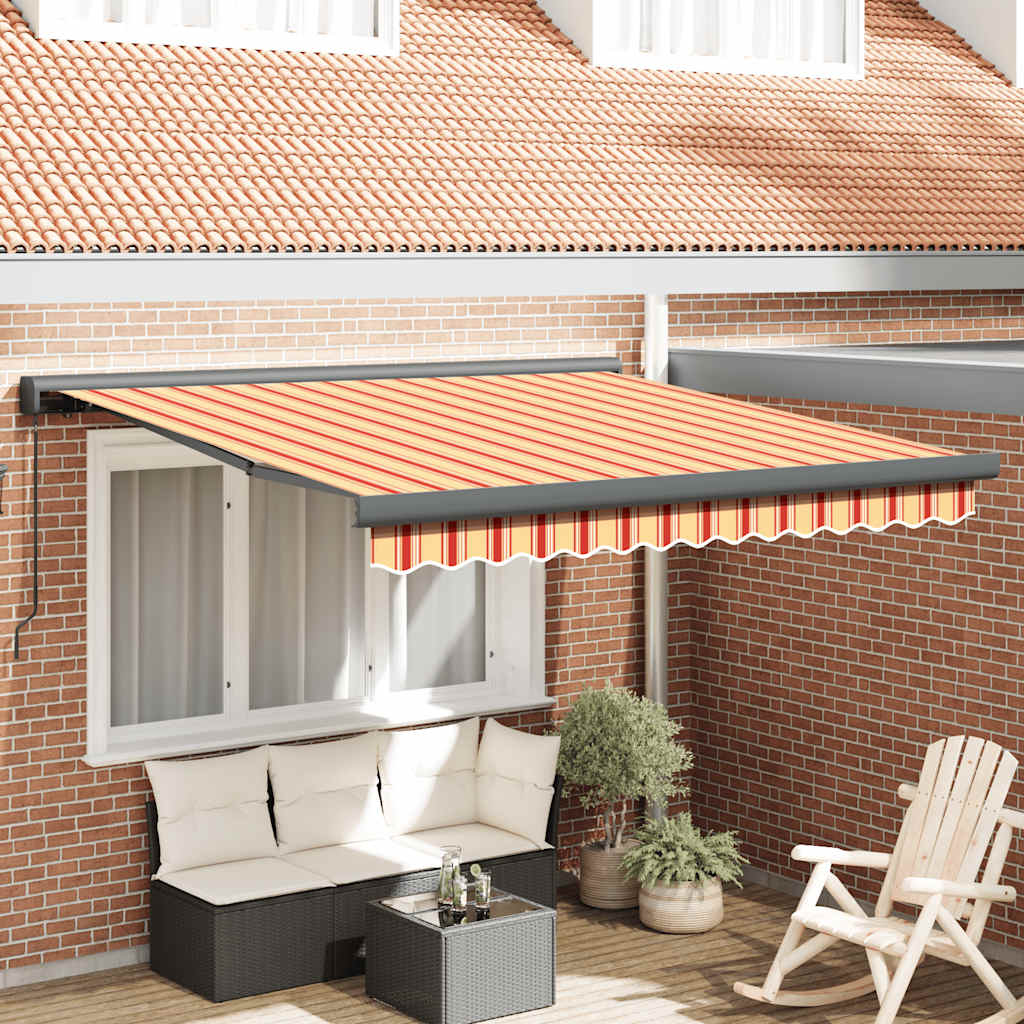 Uttrekkbar markise gul og hvit 3x2,5 m stoff og aluminium