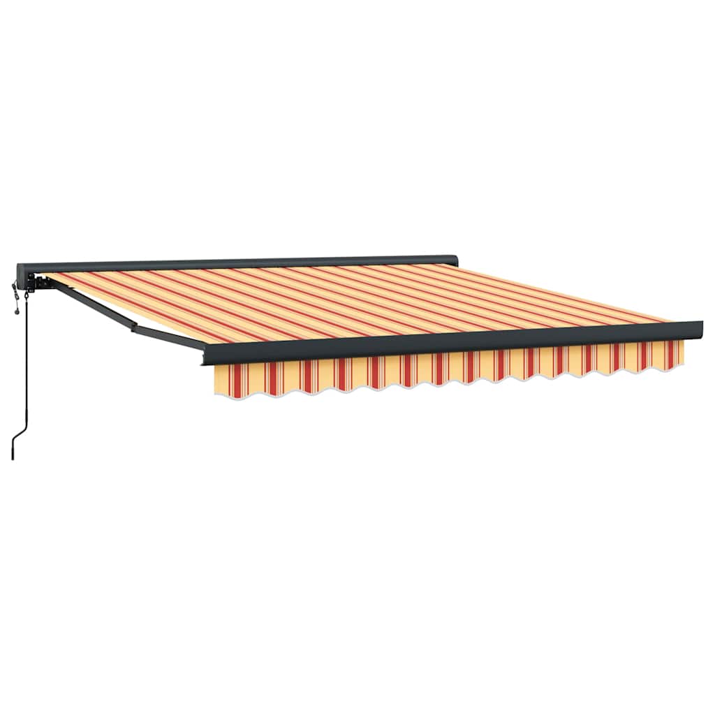Uttrekkbar markise gul og hvit 3,5x2,5 m stoff og aluminium
