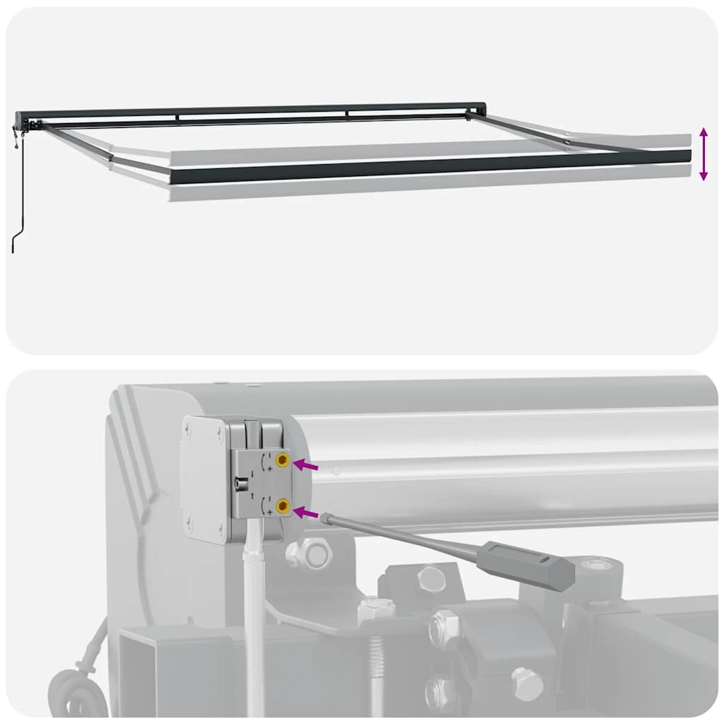 Uttrekkbar markise gul og hvit 5x3 m stoff og aluminium