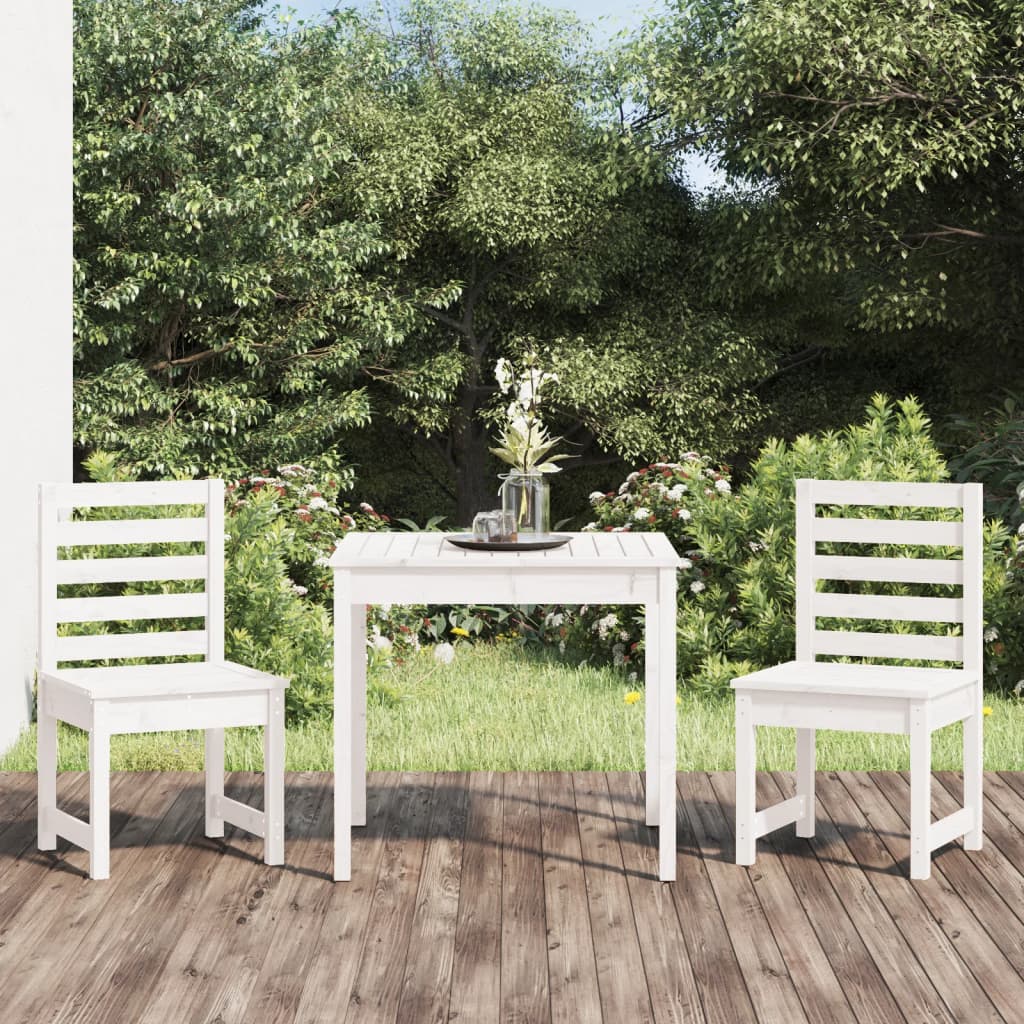 Hagebistrosett hvit 3 deler heltre furu