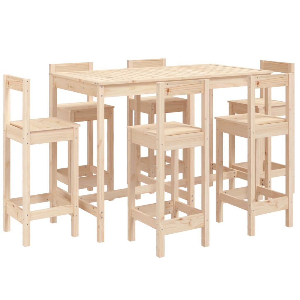 Hagebarsett 7 deler heltre furu vidaXL