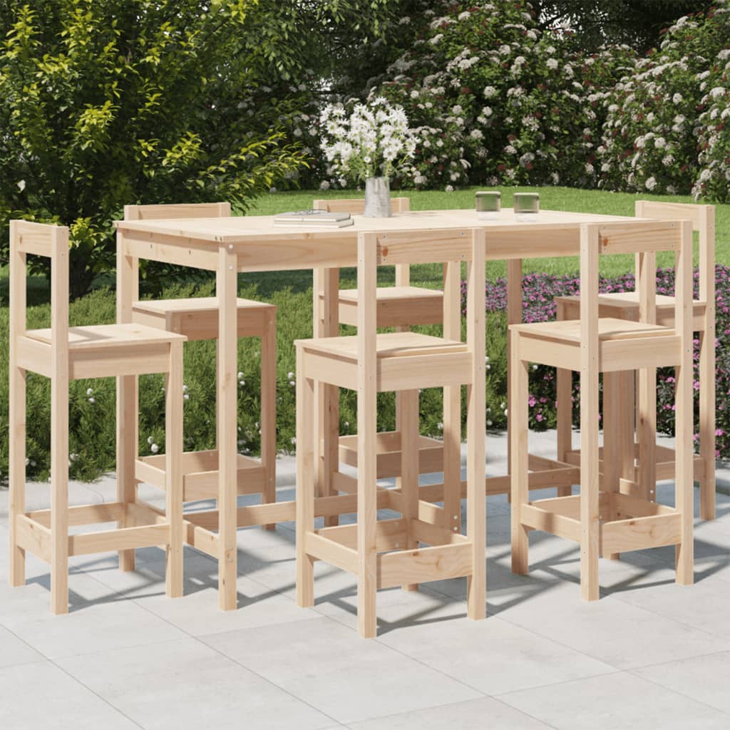 Hagebarsett 7 deler heltre furu vidaXL