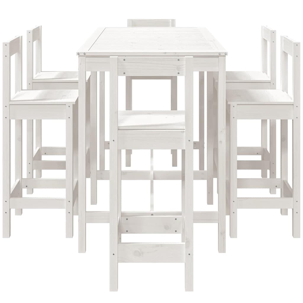 Hagebarsett 7 deler hvit heltre furu vidaXL