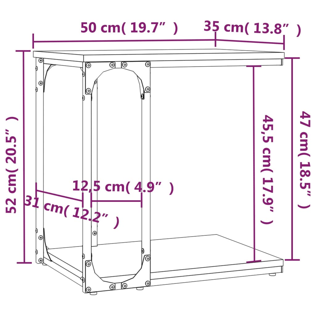 Sidebord sonoma eik 50x35x52 cm konstruert tre