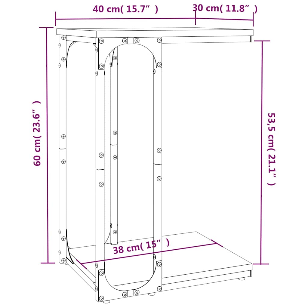 Sidebord brun eik 40x30x60 cm konstruert tre