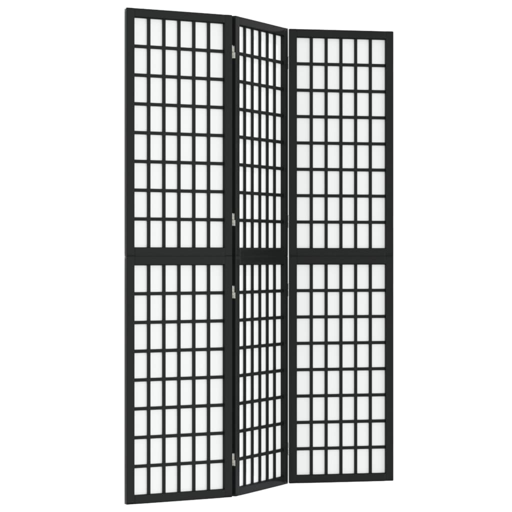Sammenleggbar romdeler 3 paneler japansk stil 120x170 cm svart