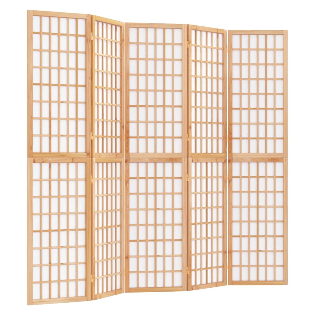 Sammenleggbar romdeler 5 paneler japansk stil 200x170 cm svart