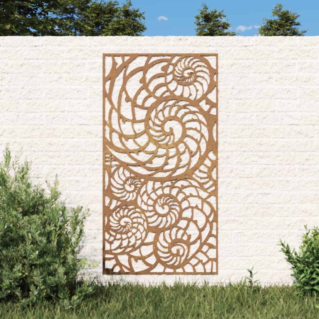 Veggdekorasjon til hage 105x55 cm cortenstål skalldesign